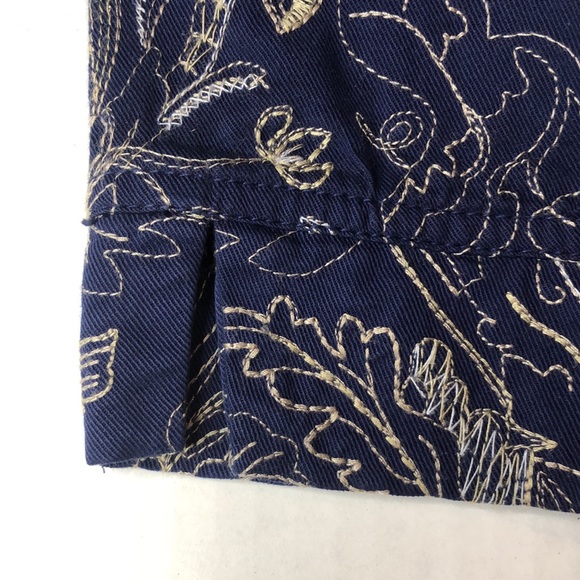 Cynthia Max Embroidered Button Down Jacket Blue Tan Size M - Picture 3 of 7